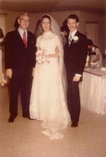 Uncle Wilbur with Kay and David on wedding day